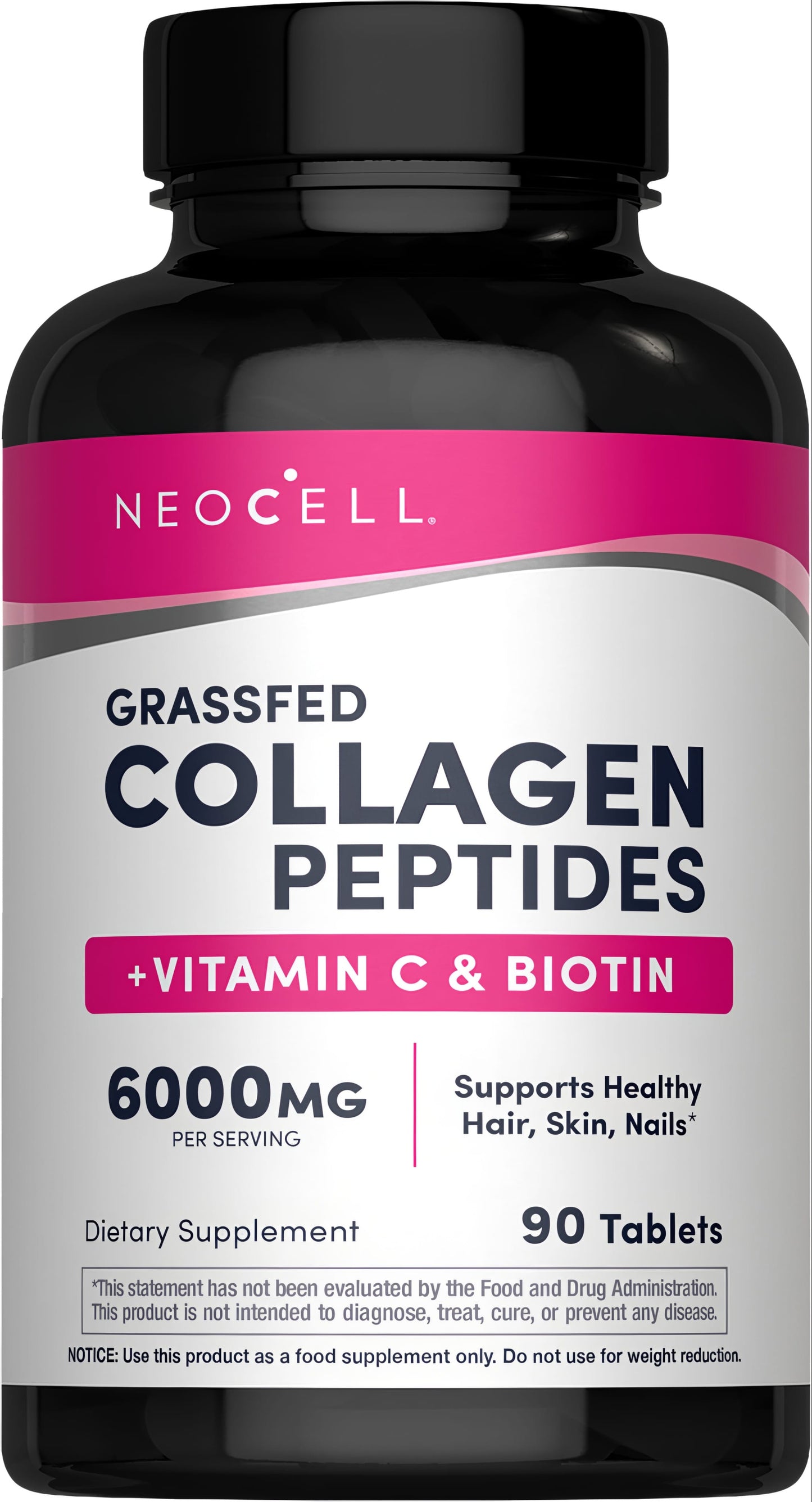 Grassfed Collagen Peptides + C & Biotin, 6000 mg, 90 Tablets