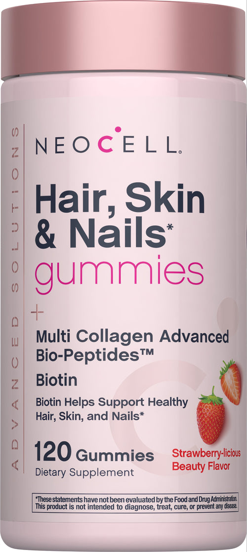Hair, Skin & Nails + Multi Collagen Bio-Peptides Gummies Strawberry-licious Beauty Flavor, 120 Tasty Gummies